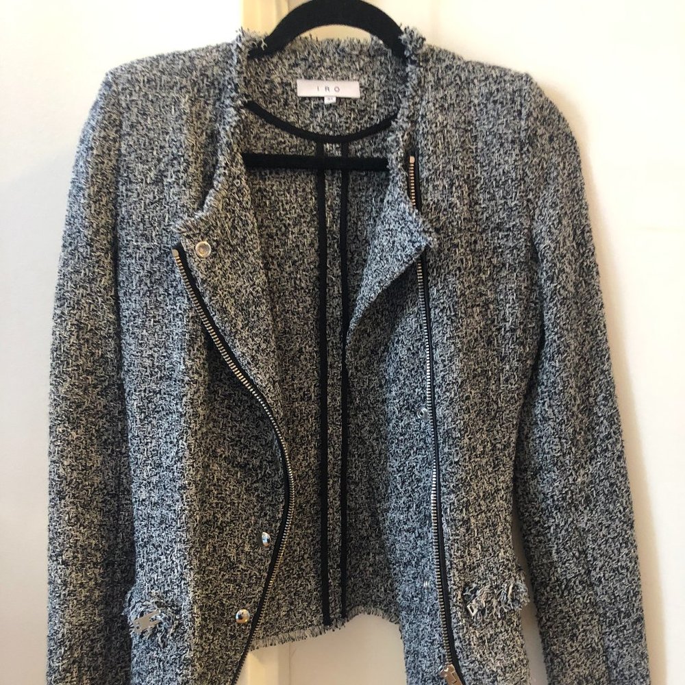IRO grey tweed asymmetrical blazer / jacket